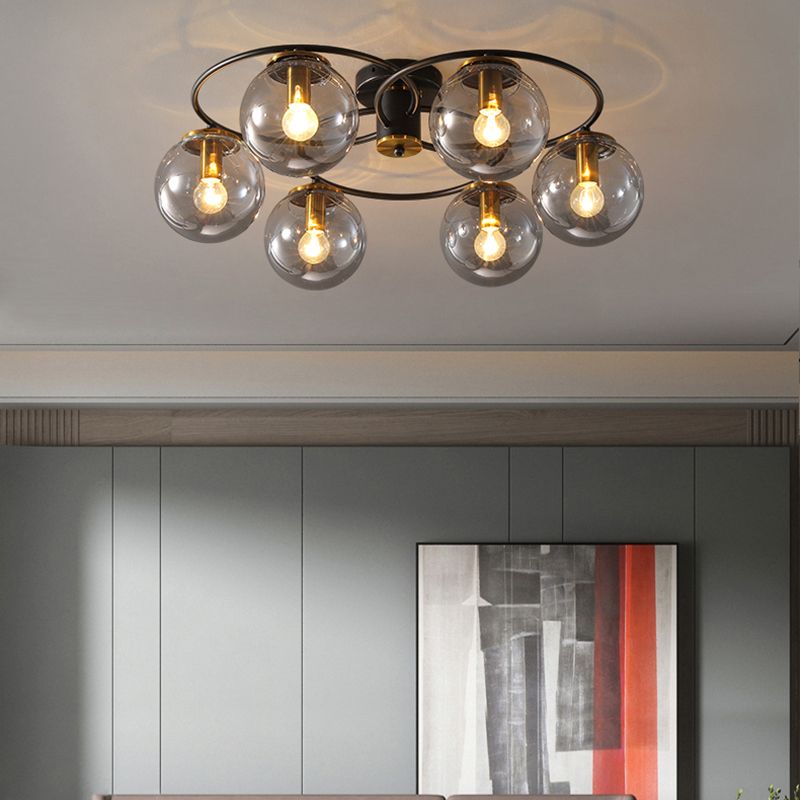 Modern Style Spherical Shape Ceiling Light Glass Multi Light Ceiling Light for Restaurant