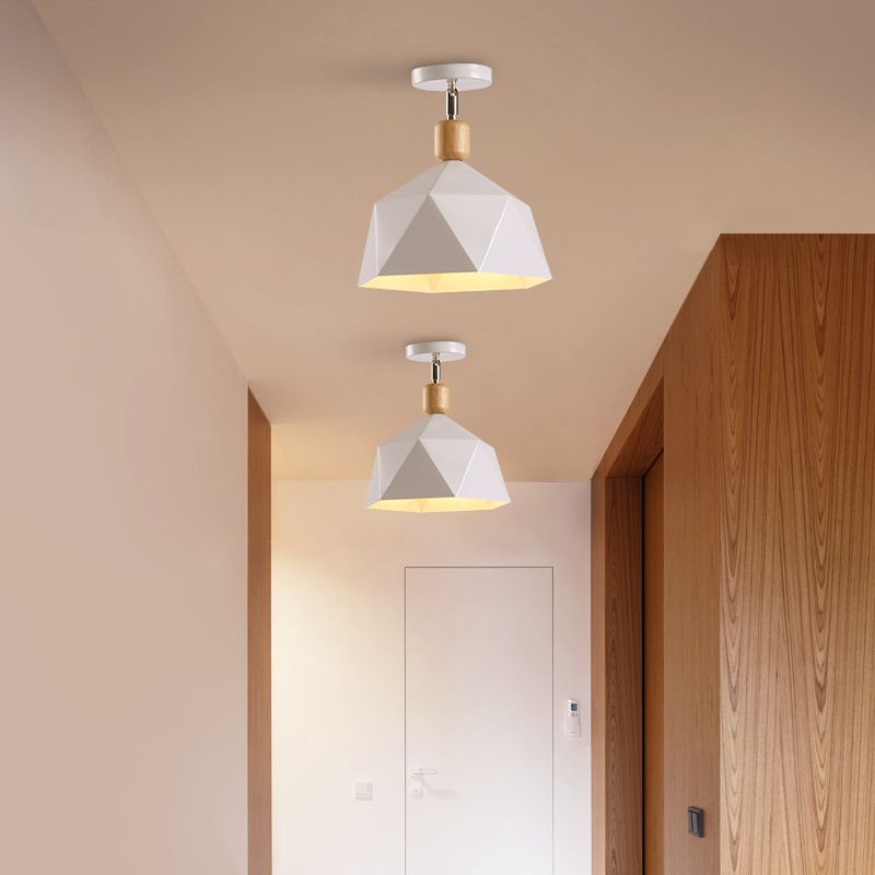 Luz de montaje en techo hexagonal de Metal, Macaron ajustable, 1 cabezal, luz de techo de montaje semiempotrado gris/blanco/verde para pasillo