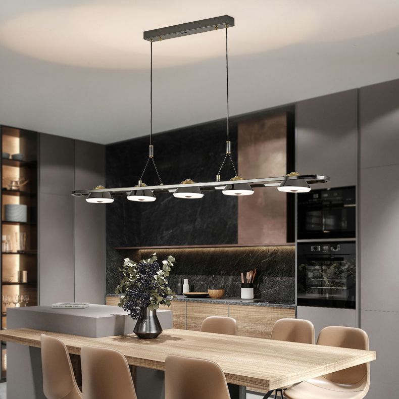 Black and Gold Hanging Light Modern Island Light Fixture with Metal for Dining Room
