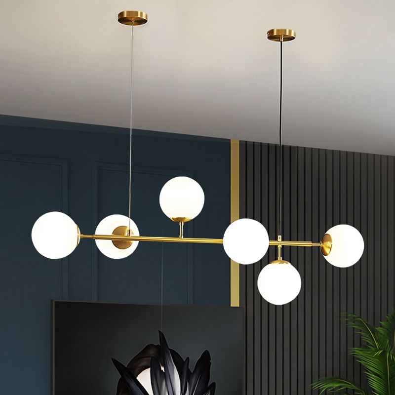 Modern Spherical Island Lighting Fixtures Glass 6 Light Pendant Lighting