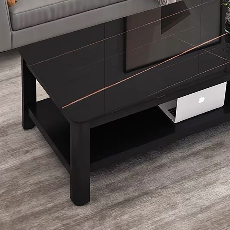 Modern Style White/Black/Grey Rock Rectangular Coffee Table with Slab Top