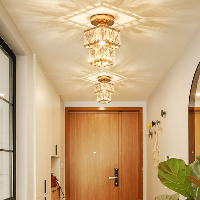 Nordic Crystal Ceiling Light Simple Flush Mount Light Fixture for Bedroom