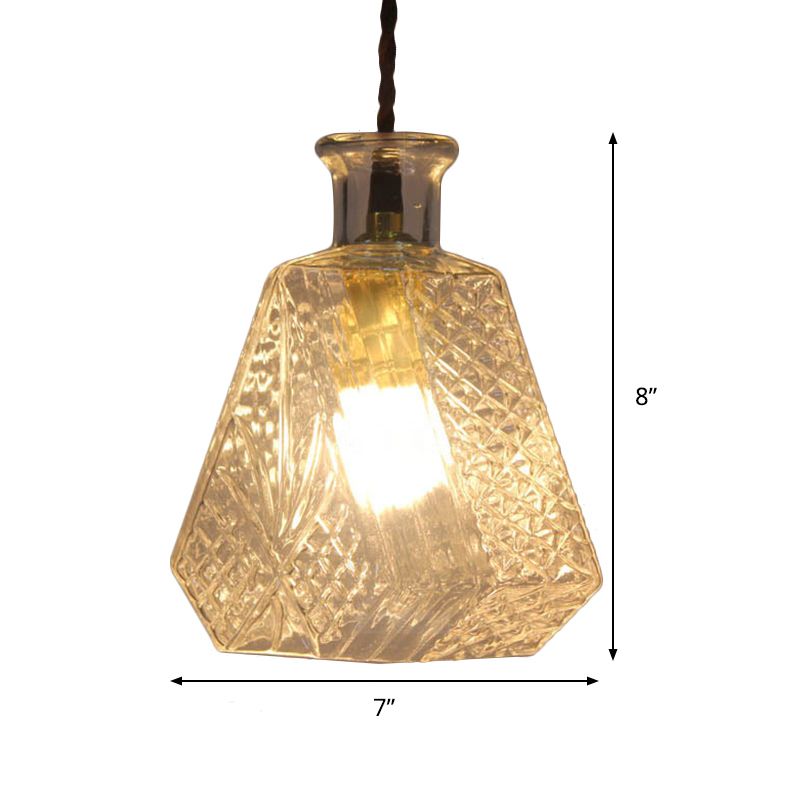 Clear Prism Glass Diamond Hanging Lamp Minimalist 1 Light Dining Room Pendant Light Fixture
