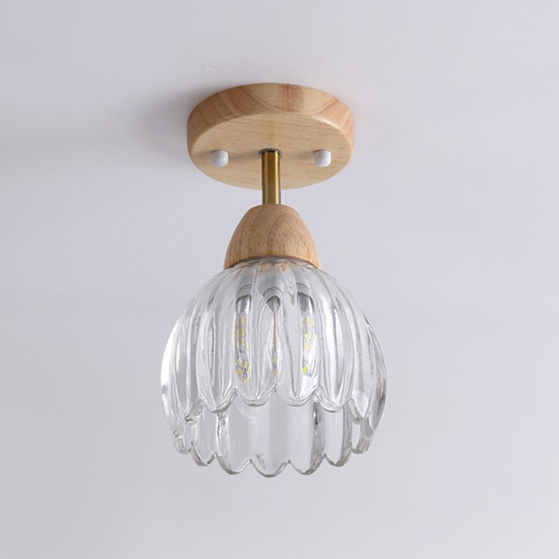Japanese Style Ceiling Lamp Circle Shape Ceiling Light with Glass Shade for Living Room