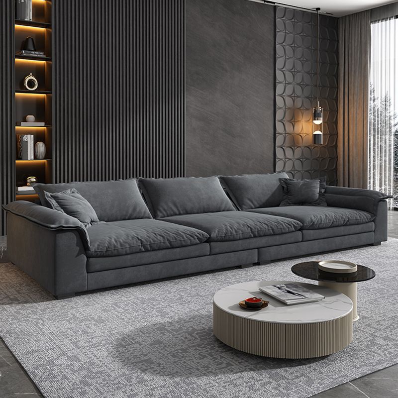 Modern Living Room Flared Arm Sofa with 3 Pillows Standard Seating