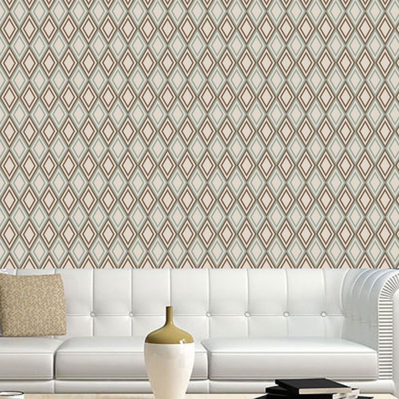 Green Trellis Pattern Wallpaper Panels Geometric Modernist Self-Sticking Wall Art