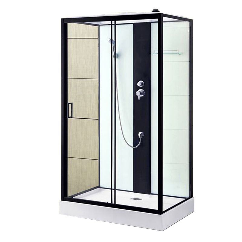 Framed Single Sliding Shower Stall Rectangle Frosted Shower Stall