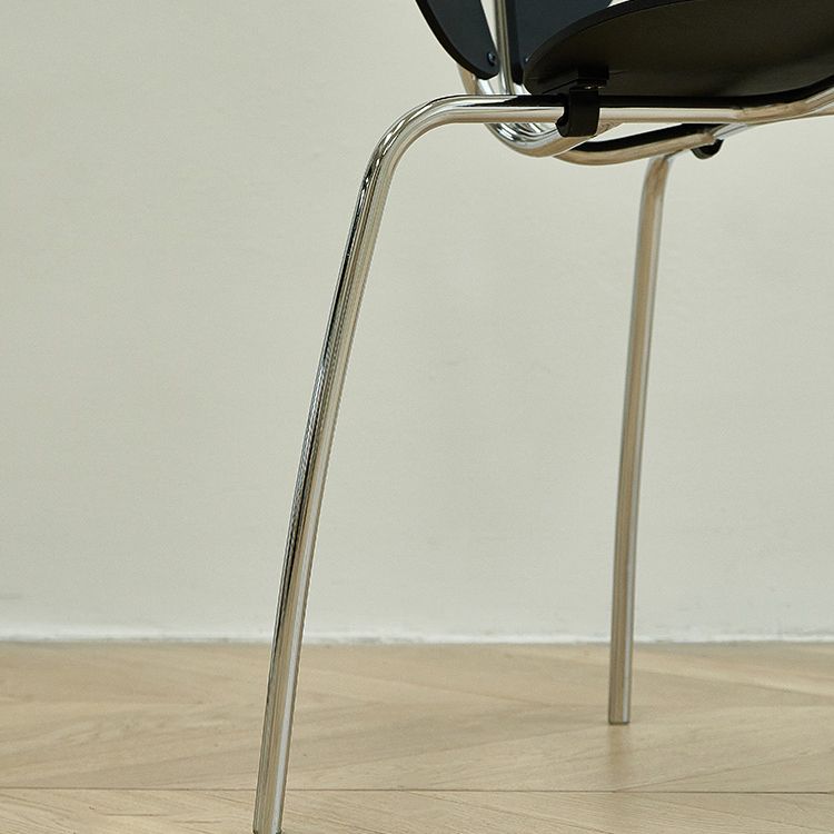 Modern Open Back Plastic Dining Room Silver Leg Dining Chair