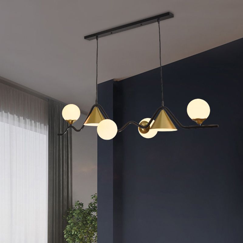 Nordic Glass Island Light Geometric 6 Lights Island Anhänger für Wohnzimmer