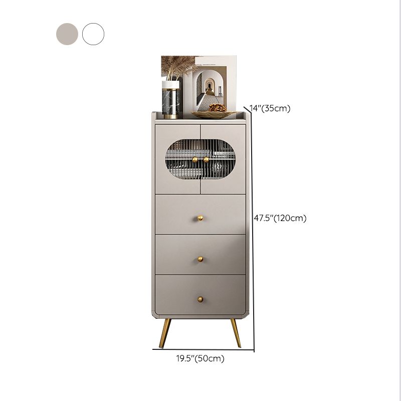 Glam Stone Storage Chest Bedroom Vertical Chest with Metal Legs