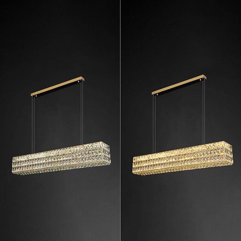 Contemporáneo de lámpara de cristal biselada Lámpara de lámpara de cristal lineal isla colgante para comedor
