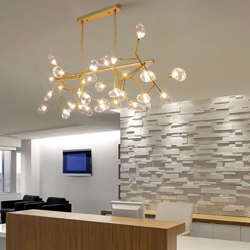 Firewcord Shape Island Lights Modern Style Acrylic Metal Chandelier Lights For Dining Room