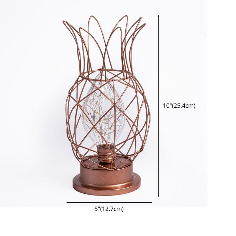 Macaron Lampada da letto a forma di ananas a forma di ananas lampada da letto a 1 luci con design a gabbia