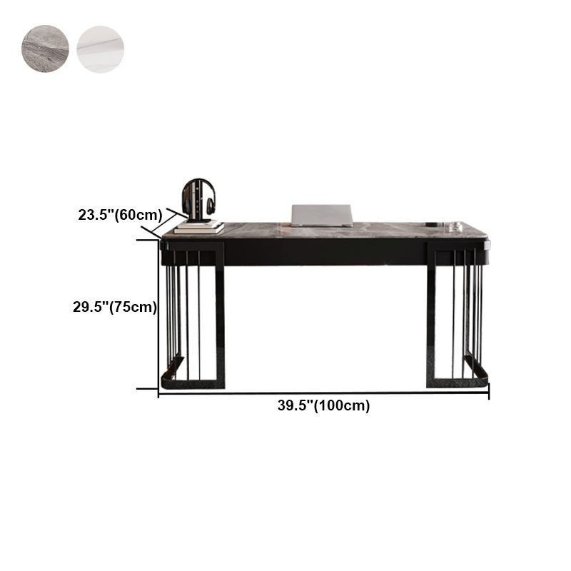 Contemporary Curved Writing Desk Stone Office Desk with Drawer