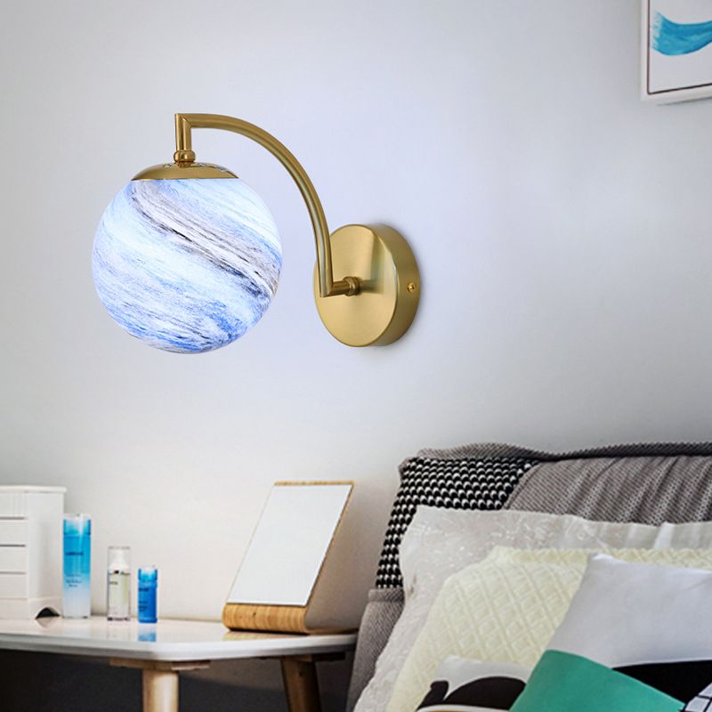Contemporary Wall Sconce Globe Glass Wall Light Fixture for Bedroom