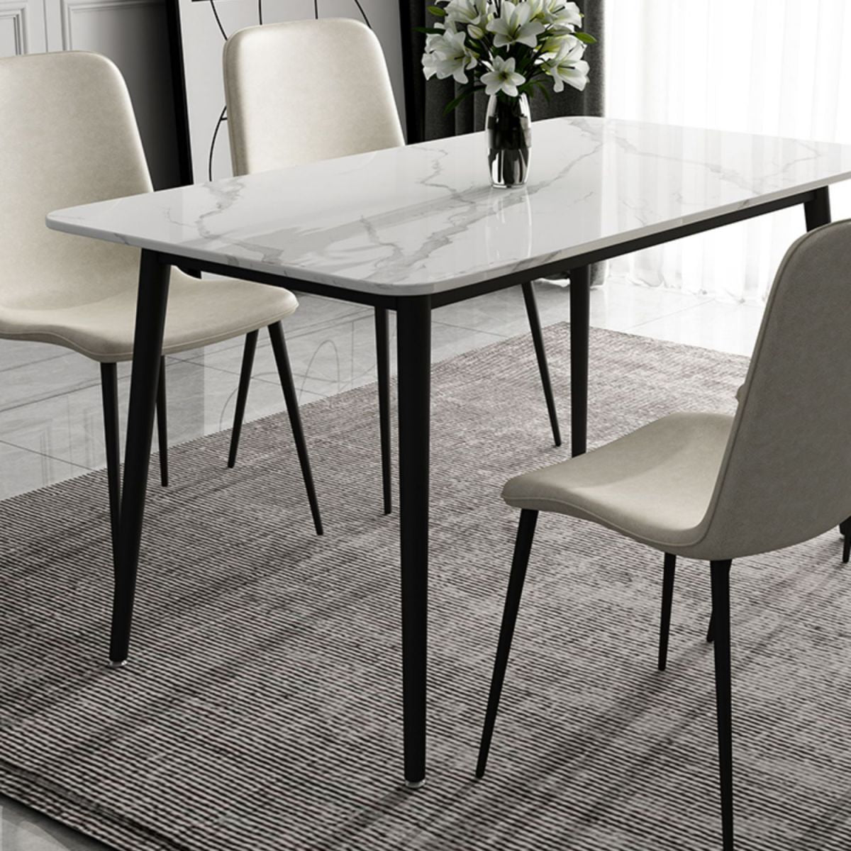 Modern 1/2/5/7 Pieces Dining Set Rectangle Sintered Stone Dining Table Set