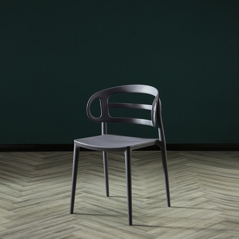 Scandinavian Arm Dining Chairs Plastic Low Back Dining Side Chair for Home
