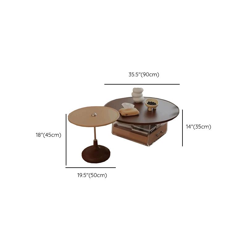 Contemporary Coffee Table Round Wooden Coffee Cocktail Table
