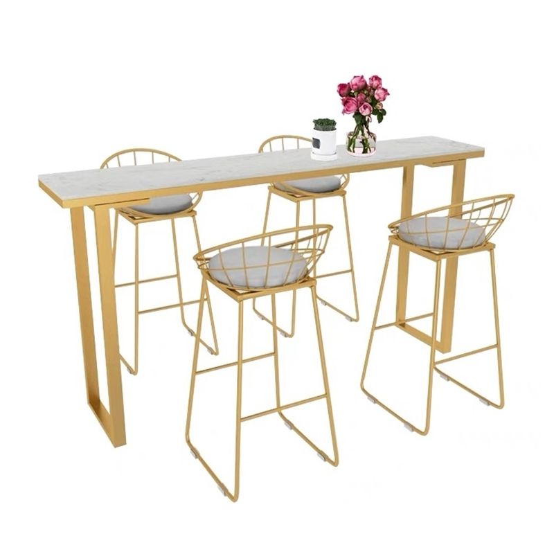 Glam Style Rectangle Bar Table Solid Wood Bar Dining Table with Sled Base