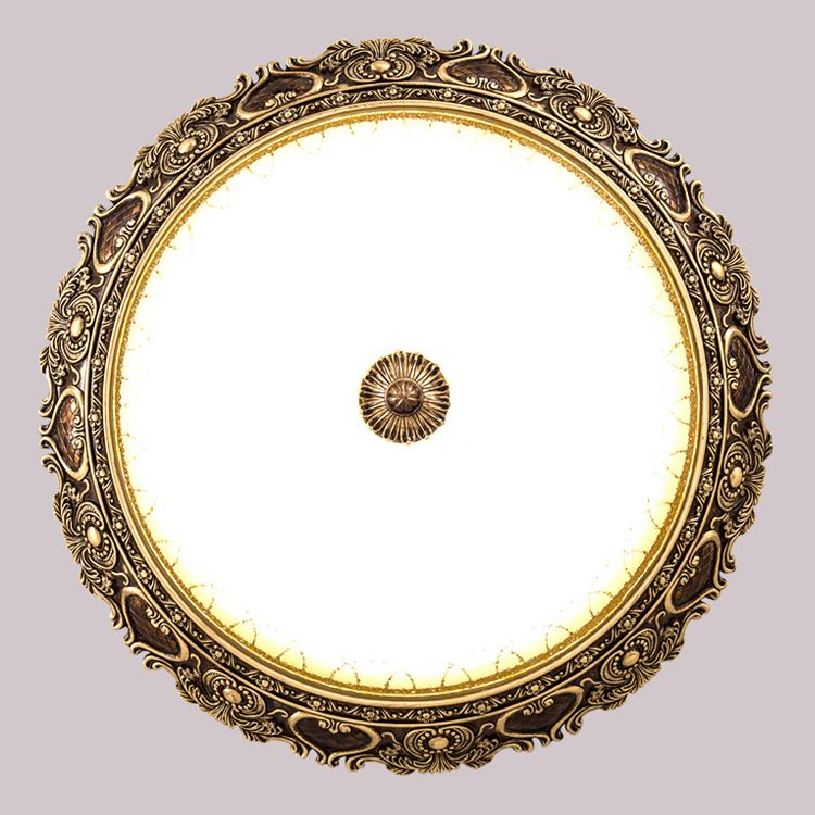 Bronze Resin Flush Ceiling Light Traditional 1-Head Dome Flush Mount Lamp with Glass Shade