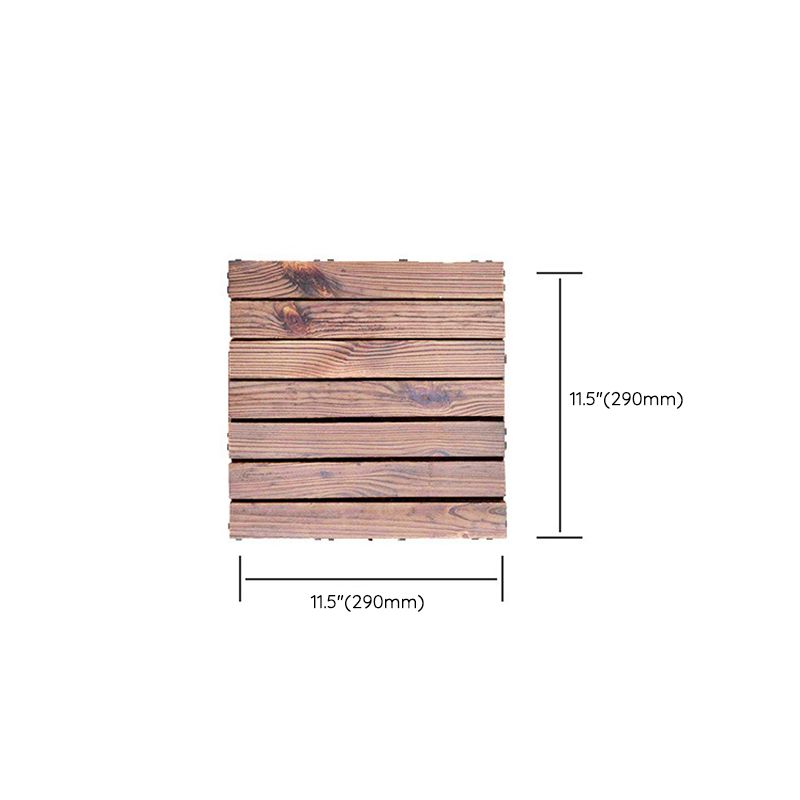 7-Slat Square Wood Floor Tiles Snapping Installation Outdoor Flooring Tiles