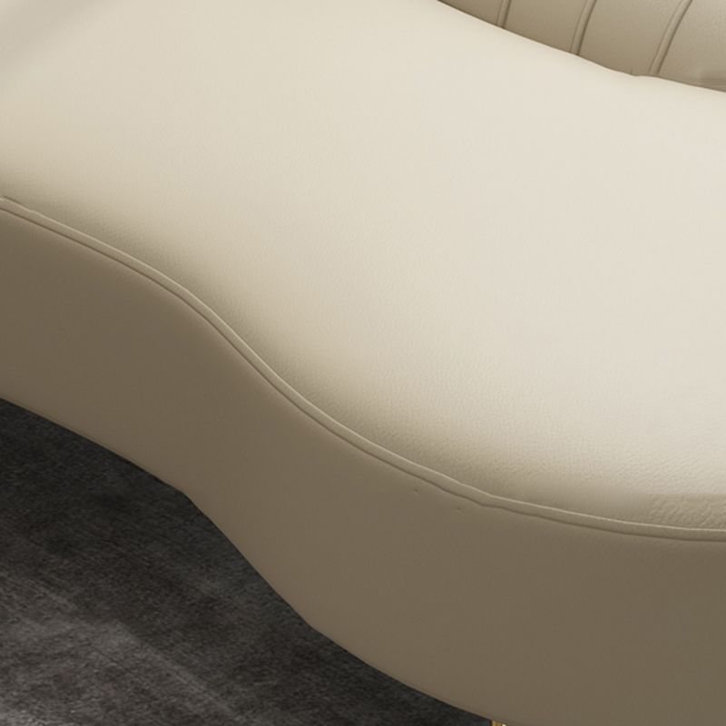 Modern Leather Chaise Lounge Flared Arms Chaise for Bedroom and Living Room