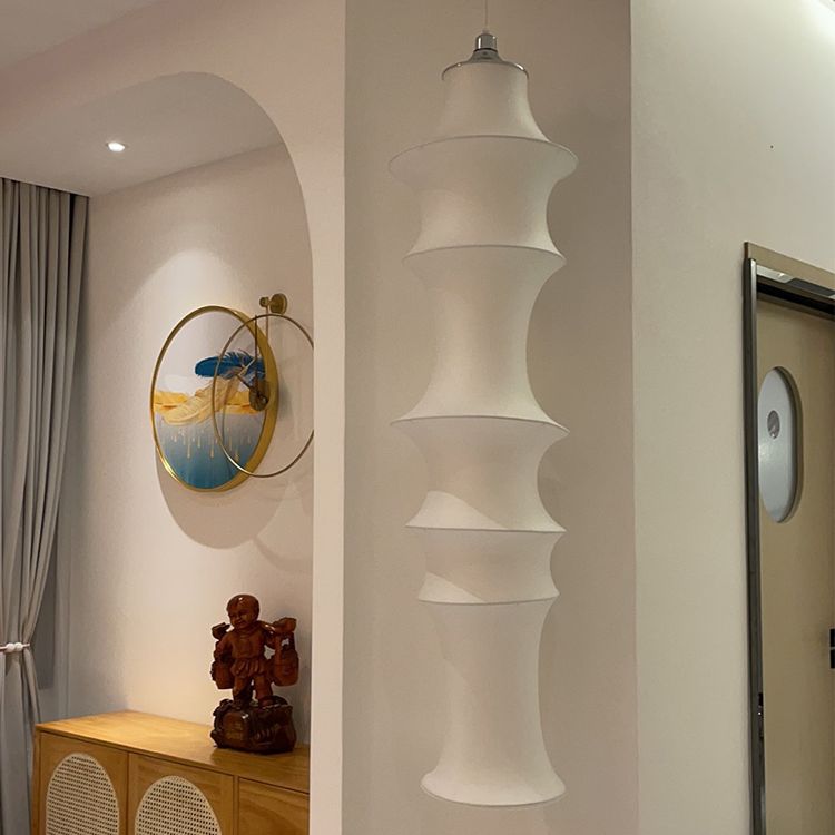 Hedendaagse witte zijden hanglamp LICHT BEWERK 1 Licht geometrisch hangend plafondlicht