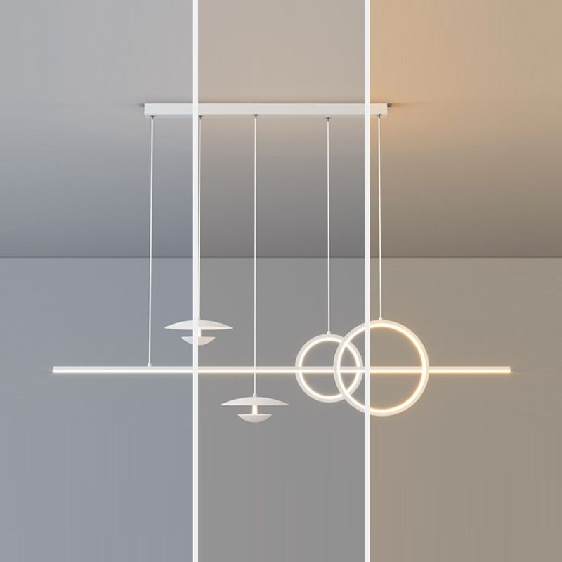 White 5-Light Modernism Ceiling Light LED Kitchen Island Lighting for Foyer