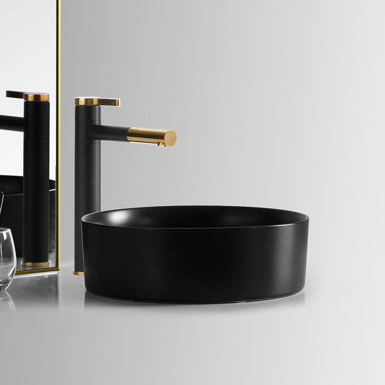 Modern Vessel Sink Round Porcelain with Basin Vessel Lavatory Sink without Faucet