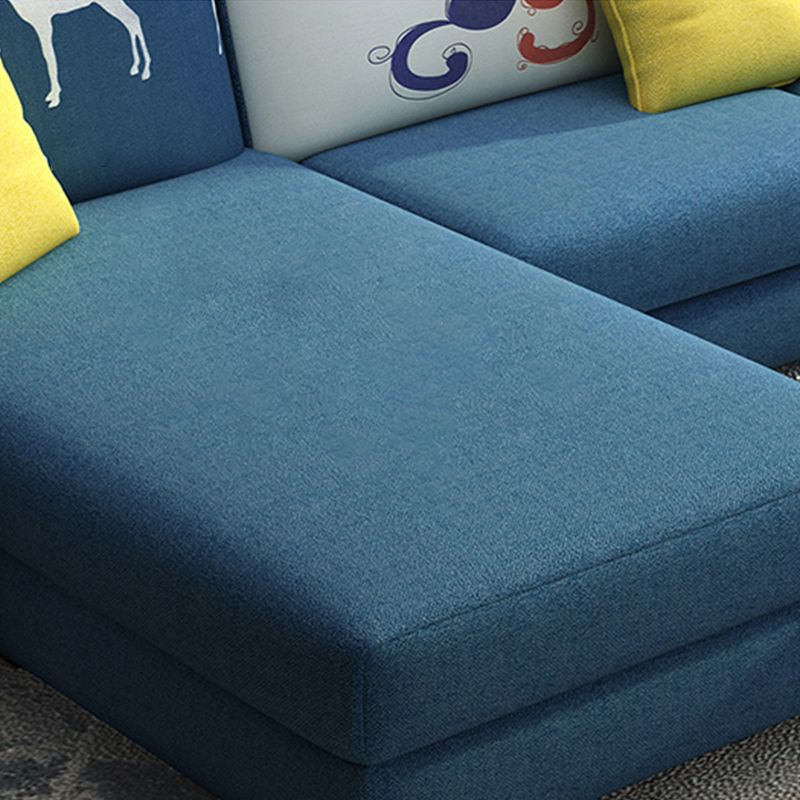 Cotton Blend Sofa and Faux Leather Square Arm Pillowed Back Cushions Sectionals