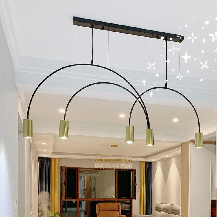 Contemporary Pendant Lights Cylinder Island Lights Metal 5 Light for Kitchen Island