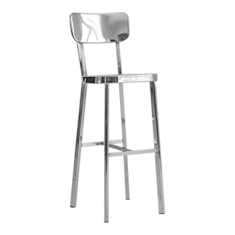 Contemporary 43" Height Metal Backrest Counter Stool in Silver