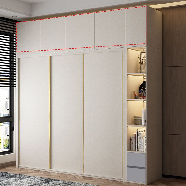 Engineered Wood Wardrobe Cabinet Modern Style Wardrobe Closet with Mirror