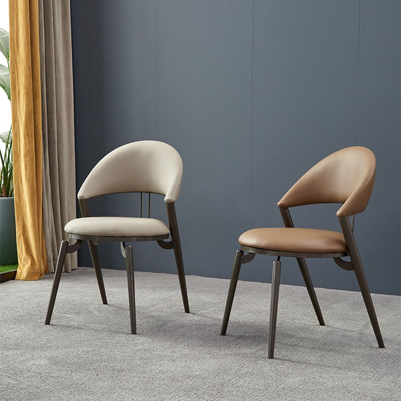 Metal Industrial Dining Chair Matte Finish Open Back Side Chair