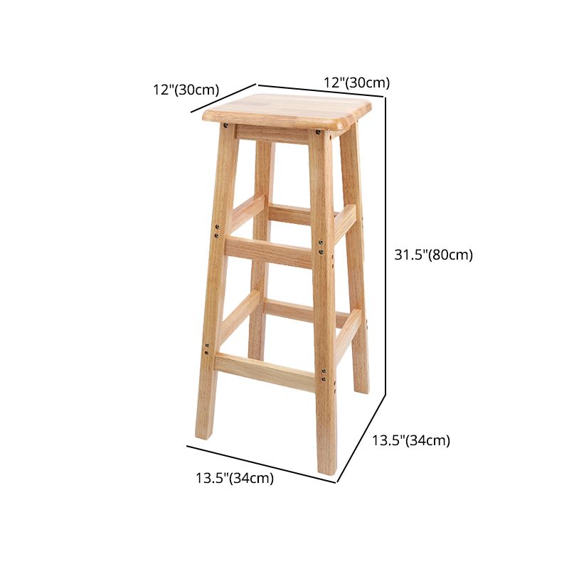 Taburete de bar sin respaldo moderno sin brazos de madera para el hogar con asiento y pedal de madera