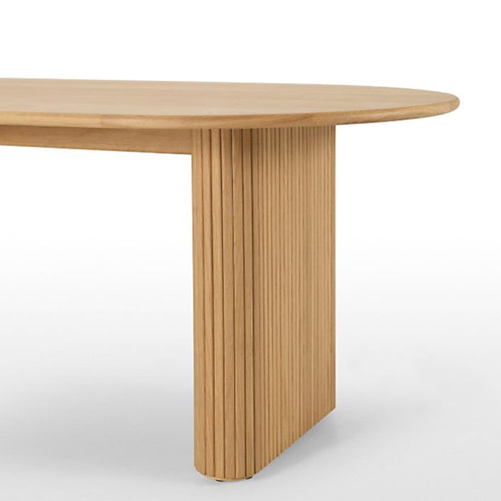 Oval Double Pedestal Modern Table Wood Color Fixed Table of Pinewood Solid Wood