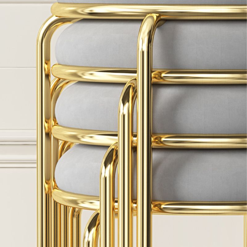 Glam Round Seat Counter Stool Faux Leather and Fabric Backless Counter Chair