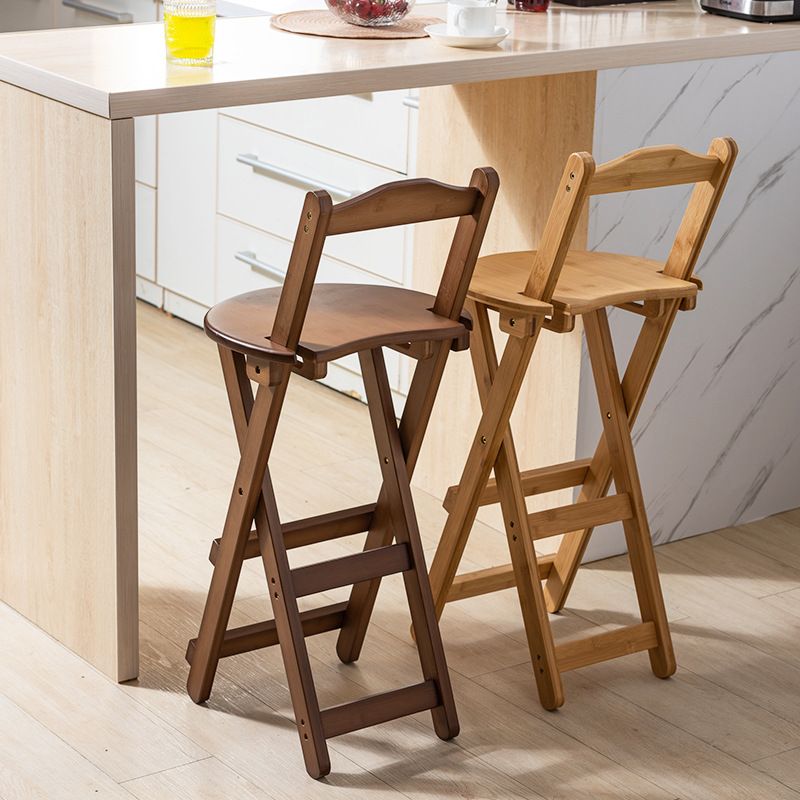 Contemporary Folding Dining Stools Solid Wood Bar Stools with Footrest