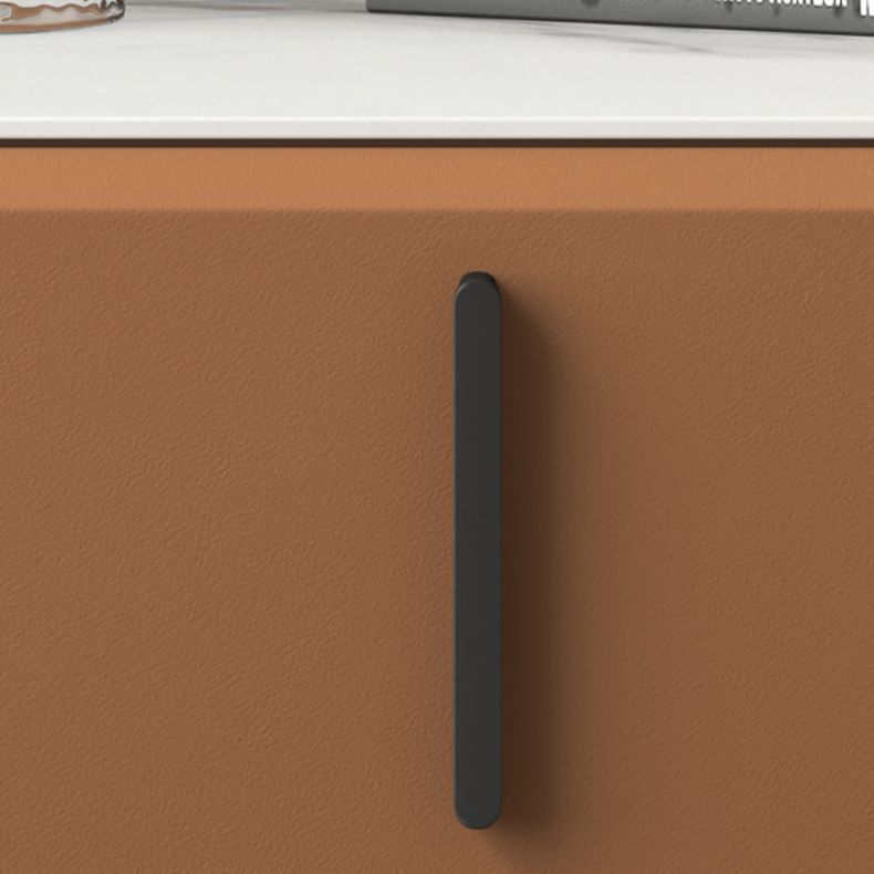 Modern Stone and Metal Night Table Open Storage Bedside Cabinet with Legs