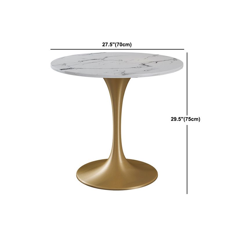 Metal Traditional Luxury Round Table Sintered Stone Table with Tulip Base for Home