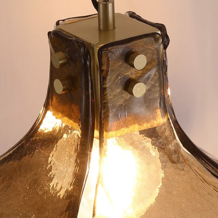 Luce a sospensione in vetro ambra in stile industriale Antique 1 lampada a sospensione leggera per sala da pranzo