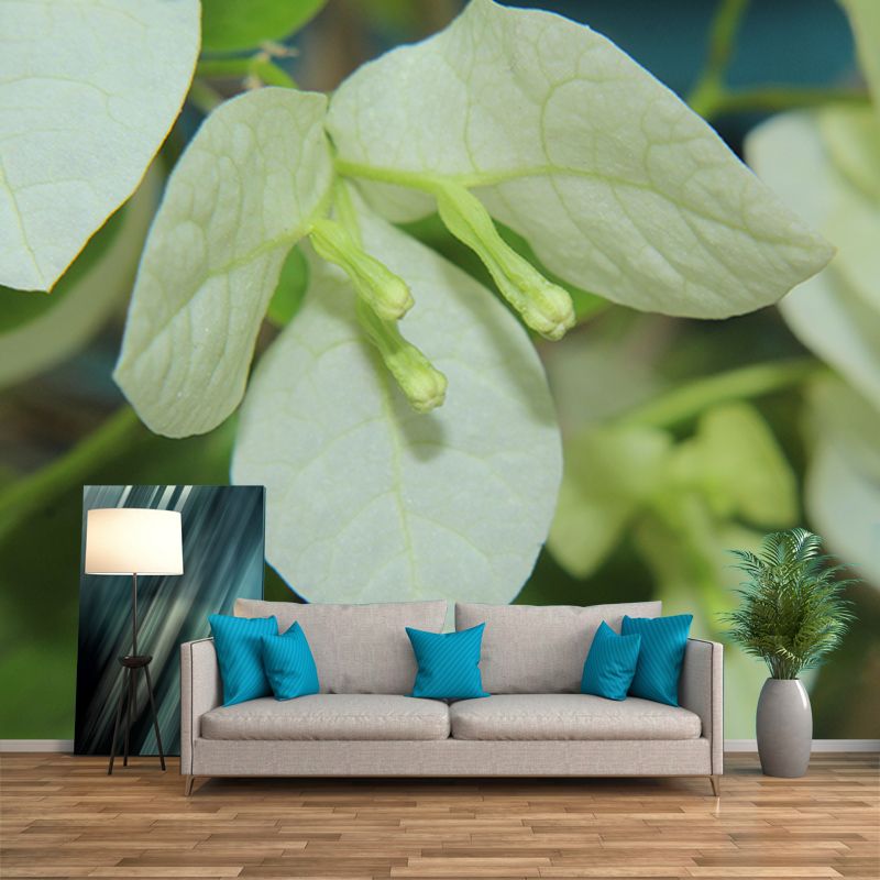 Green Leaf Mural Wallpaper Moisture Wallpaper Resistant for Bedroom Decor