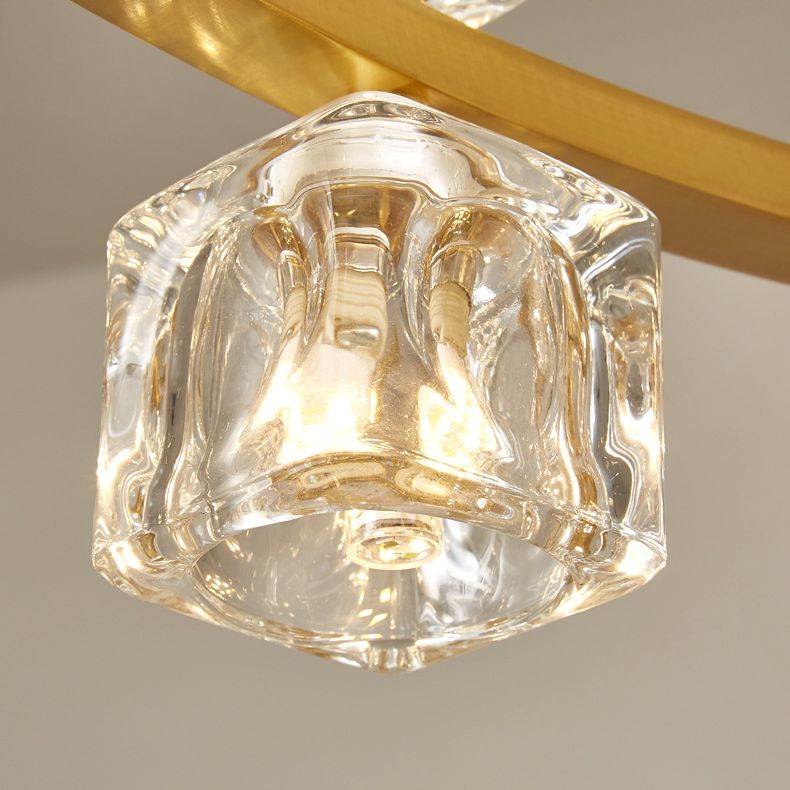 Postmodern Cycle Chandelier Crystal Pendant Ceiling Lights with Hanging Cord for Living Room