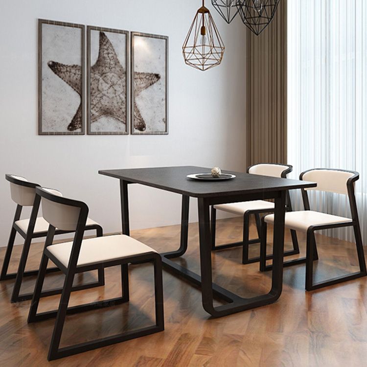 Simplicity Rectangle Dining Site Table Stone Dining Room Collection with Trestle Base