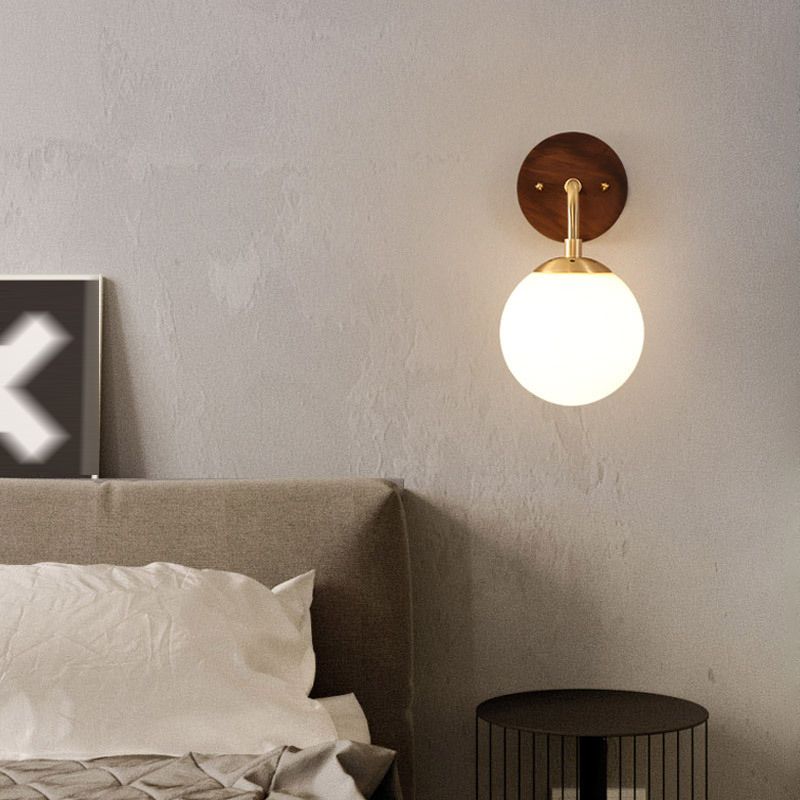 Holzkugel Wandleuchte moderne Stil 1 Licht Wandbeleuchtung Armaturen
