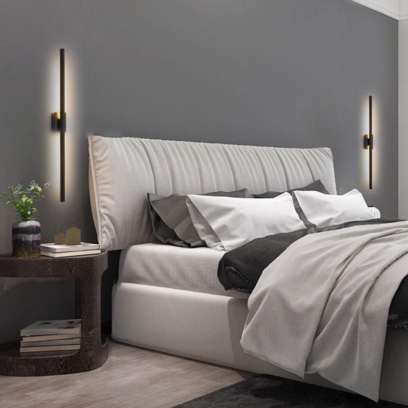 Stile moderno a muro leggero minimalista dritto a led muro con metallo per camera da letto