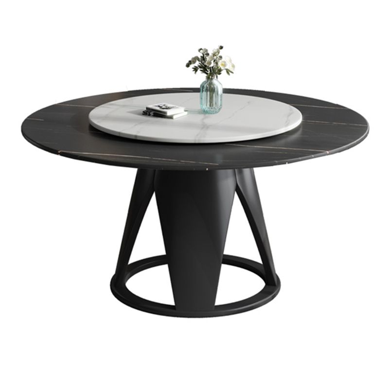 Modern Round Shape Kitchen Dining Table Sintered Stone Standard Dining Table with Pedestal Base