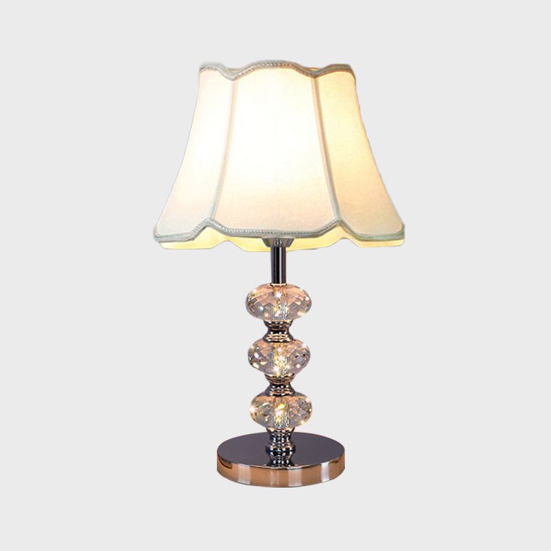 Stof cilindrische schaduw bestudeer licht eigentijdse 1 kop nachtkastje verlichting in zilver/beige/koffie met kristallen lamppost