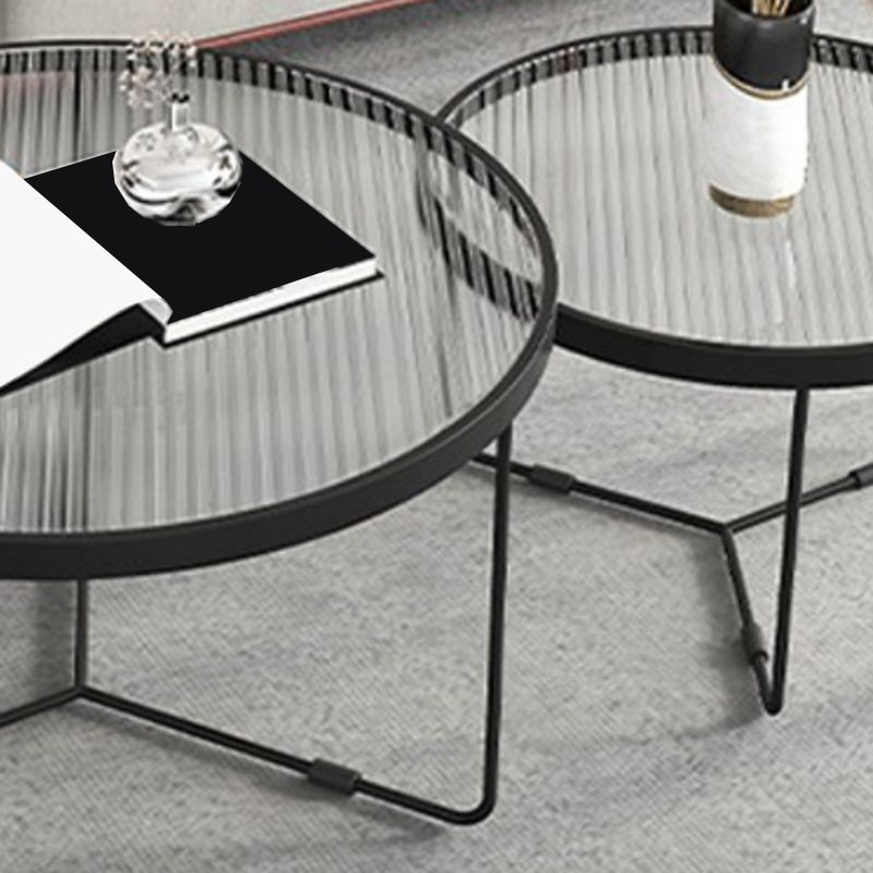 Glass Top Steel Coffee Table Round Minimalist Coffee Table for Living Room
