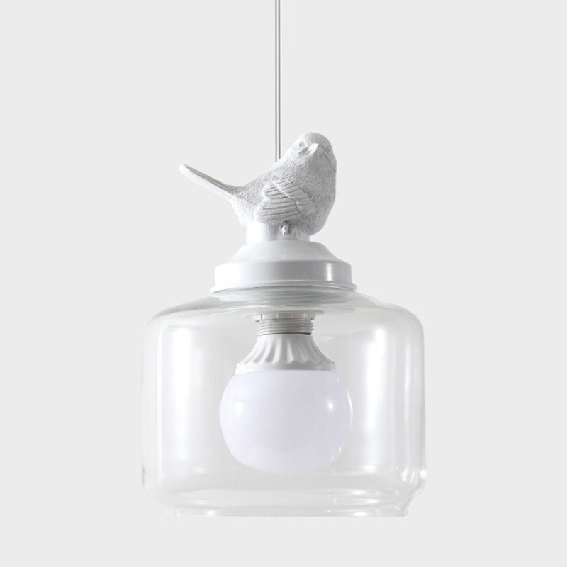 Glasförmige transparente Glashängele hängendes Licht nordische Einfachheit Schlafzimmer Beleuchtung Anhänger mit Harz Vogeldekoration